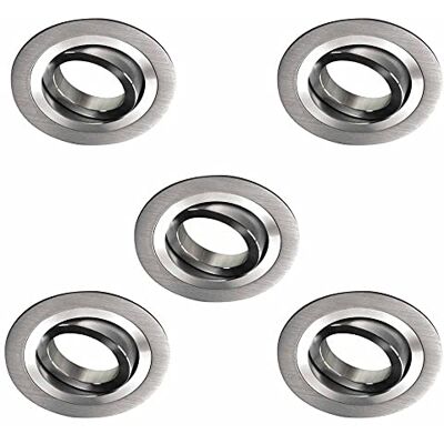 Wonderlamp 5 st klassisk rund infälld spotlight med GU10 lamphållare, 30° lutningsvinkel, Ø9,3 x 2,5 cm, aluminium Wonderlamp 5 st klassisk rund infälld spotlight med GU10 lamphållare, 30° lutningsvinkel, Ø9,3 x 2,5 cm, aluminium