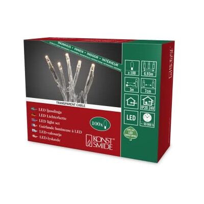 Konstsmide 6354-123 Micro LED-ljusslinga/för inomhusbruk (IP20)/24 V invändig transformat/100 varma vita dioder/transparent kabel Konstsmide 6354-123 Micro LED-ljusslinga/för inomhusbruk (IP20)/24 V invändig transformat/100 varma vita dioder/transparent kabel