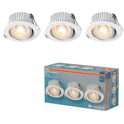 OSRAM Spot Set LED infälld spotlight CCT IP44 4,9W Vit 88mm, set om 3 badrum Click-CCT, 290lm, 2700–6500K OSRAM Spot Set LED infälld spotlight CCT IP44 4,9W Vit 88mm, set om 3 badrum Click-CCT, 290lm, 2700–6500K