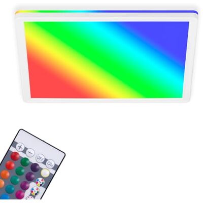 BRILONER Leuchten – LED-panel, dimbar taklampa, RGB, färgkontroll, bakgrundsbelysning, inkl. fjärrkontroll, 15 watt, 1 850 lumen, 4 000 Kelvin, vit, 293 x 293 x 28 mm (D x H) BRILONER Leuchten – LED-panel, dimbar taklampa, RGB, färgkontroll, bakgrundsbelysning, inkl. fjärrkontroll, 15 watt, 1 850 lumen, 4 000 Kelvin, vit, 293 x 293 x 28 mm (D x H)