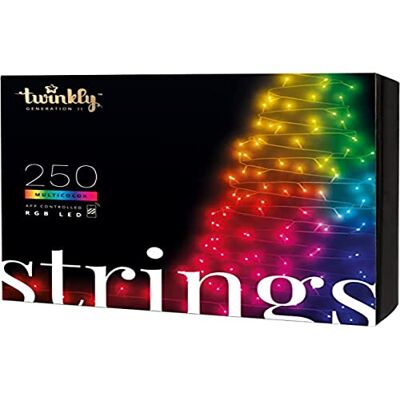Twinkly TWS250STP-BEU 4.3mm RGB Ljusslinga, Svart och Grön Tråd, 250 LED, WiFi, Gen II, IP44, 20m Längd Twinkly TWS250STP-BEU 4.3mm RGB Ljusslinga, Svart och Grön Tråd, 250 LED, WiFi, Gen II, IP44, 20m Längd