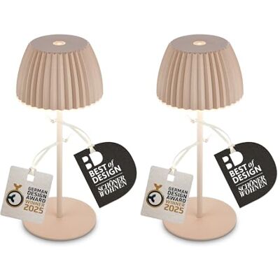 BRILONER Uppsättning av 2 Riffle LED trådlösa minibordslampor IP44 med ljuskant, 8,5 x 20 cm, touch-dimmer, skrivbord, uppladdningsbar, vinnare av den tyska designpriset 2025, beige BRILONER Uppsättning av 2 Riffle LED trådlösa minibordslampor IP44 med ljuskant, 8,5 x 20 cm, touch-dimmer, skrivbord, uppladdningsbar, vinnare av den tyska designpriset 2025, beige