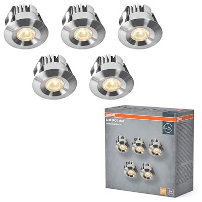 OSRAM Mini Spot LED infälld spotlight 6W matt nickel IP44, set med 5 takspotlights 42mm 480lm, badrum kök varmvit 3000K OSRAM Mini Spot LED infälld spotlight 6W matt nickel IP44, set med 5 takspotlights 42mm 480lm, badrum kök varmvit 3000K