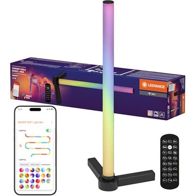 LEDVANCE SMART smart och modern bordslampa för indirekt belysning med WiFi-teknik; Magic RGB; dimbar; svart; aluminium; glödlampa ej utbytbar LEDVANCE SMART smart och modern bordslampa för indirekt belysning med WiFi-teknik; Magic RGB; dimbar; svart; aluminium; glödlampa ej utbytbar
