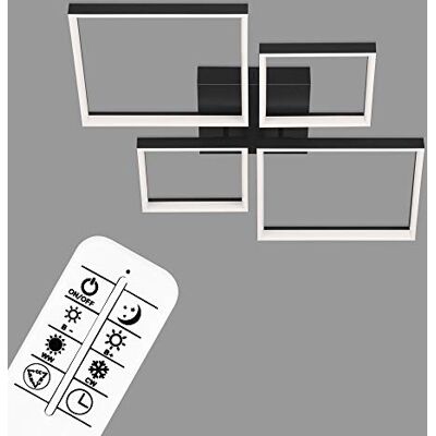 BRILONER Leuchten LED-taklampa, taklampa dimbar inklusive fjärrkontroll, färgtemperaturkontroll, nattljusfunktion och timer, svart, 40 watt, 4 400 lumen, 660 x 660 x 90 mm (LxB xH) BRILONER Leuchten LED-taklampa, taklampa dimbar inklusive fjärrkontroll, färgtemperaturkontroll, nattljusfunktion och timer, svart, 40 watt, 4 400 lumen, 660 x 660 x 90 mm (LxB xH)
