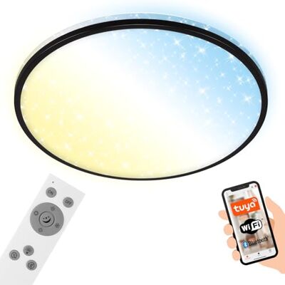 BRILONER – LED-taklampa, platt, smart hem, fungerar med Alexa, fjärrkontroll, LED-lampa, vardagsrum, LED-panel, sovrum, 33,3 x 6,2 cm, svart BRILONER – LED-taklampa, platt, smart hem, fungerar med Alexa, fjärrkontroll, LED-lampa, vardagsrum, LED-panel, sovrum, 33,3 x 6,2 cm, svart