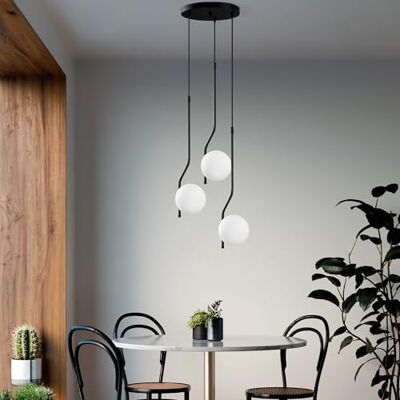 Opviq Elegant svart ljuskrona, metallbody, justerbar höjd 65–110 cm, Ø 15 cm mössa, 3 x E14 max 40 W, perfekt för moderna living utrymmen, IP20-märkt Opviq Elegant svart ljuskrona, metallbody, justerbar höjd 65–110 cm, Ø 15 cm mössa, 3 x E14 max 40 W, perfekt för moderna living utrymmen, IP20-märkt