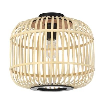 EGLO Hanoi Taklampa, bohemisk takmonterad vardagsrumslampa av svart stål och naturfärgat trä, E27-sockel, 45 cm i diameter EGLO Hanoi Taklampa, bohemisk takmonterad vardagsrumslampa av svart stål och naturfärgat trä, E27-sockel, 45 cm i diameter