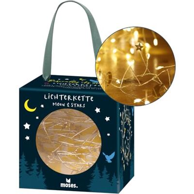 moses . Basically it 's magic Moon & Stars ljusslinga med 100 varmvita lysdioder och små månar och gyllene stjärnor LED-stämningsljus med timerfunktion för magiska stunder moses . Basically it 's magic Moon & Stars ljusslinga med 100 varmvita lysdioder och små månar och gyllene stjärnor LED-stämningsljus med timerfunktion för magiska stunder