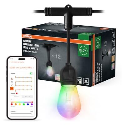 OSRAM SMART+ utomhus WiFi ljusslinga, 4,5W, 240lm, svart, varmvitt ljus (3000K) & RGB-ljus med 16 miljoner färger, appkontrollerbar, kompatibel med Amazon, Google, IP44 OSRAM SMART+ utomhus WiFi ljusslinga, 4,5W, 240lm, svart, varmvitt ljus (3000K) & RGB-ljus med 16 miljoner färger, appkontrollerbar, kompatibel med Amazon, Google, IP44