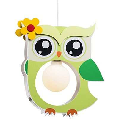 Elobra hängande taklampa i trä för barnens sovrum, A++ limegrön Elobra hängande taklampa i trä för barnens sovrum, A++ limegrön