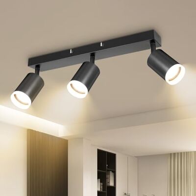 Dehobo LED-taklampa 3 svängbara spotlights, GU10, takspotlights modernt kök taklampa, taklampa, svart LED-vägglampa för vardagsrum sovrum (utan glödlampa) Dehobo LED-taklampa 3 svängbara spotlights, GU10, takspotlights modernt kök taklampa, taklampa, svart LED-vägglampa för vardagsrum sovrum (utan glödlampa)
