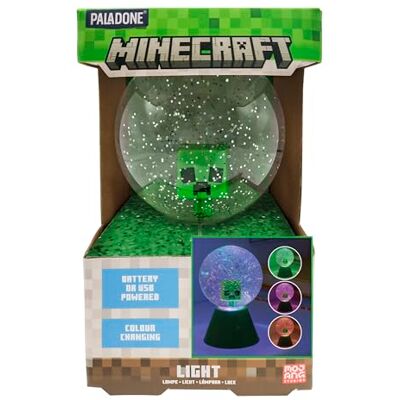 Paladone Minecraft Creeper LED-glitterboll, officiellt licensierad färgskiftande LED-snöglob för barn och tonåringar, spelvaror, kompakt design, grön Paladone Minecraft Creeper LED-glitterboll, officiellt licensierad färgskiftande LED-snöglob för barn och tonåringar, spelvaror, kompakt design, grön