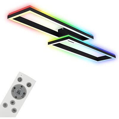 BRILONER Taklampa RGB, Bakgrundsbelyst taklampa LED, dimbar, färgtemperatur justerbar, LED Frame RGB, fjärrkontroll, Svart BRILONER Taklampa RGB, Bakgrundsbelyst taklampa LED, dimbar, färgtemperatur justerbar, LED Frame RGB, fjärrkontroll, Svart