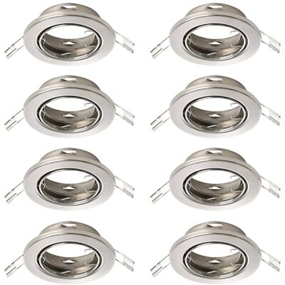 EGLO 8-pack infällda spotlights Agulo, vridbar taklampa, rund takspot utan ljuskälla, takstrålkastare i silverstål, GU10-sockel, Ø 8,6 cm EGLO 8-pack infällda spotlights Agulo, vridbar taklampa, rund takspot utan ljuskälla, takstrålkastare i silverstål, GU10-sockel, Ø 8,6 cm