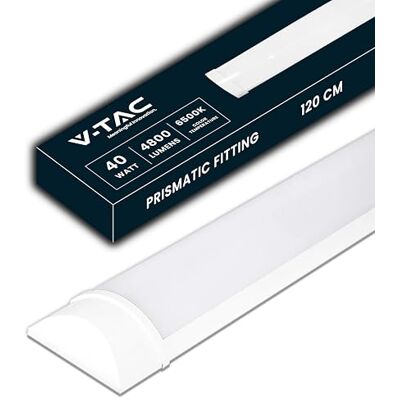 V-TAC våtrum, LED, 120 cm – 40 W – med Samsung-chip, rektangulär lampa, 4300 lumen, IP20 för vägg, garage, butik – LED-rör – prismatisk taklampa, LED, ljus, 6 400 K, kall vit V-TAC våtrum, LED, 120 cm – 40 W – med Samsung-chip, rektangulär lampa, 4300 lumen, IP20 för vägg, garage, butik – LED-rör – prismatisk taklampa, LED, ljus, 6 400 K, kall vit