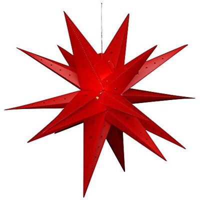 Dekohelden24 Adventsstjärna av plast att fälla upp, 80 cm med 18 spetsar, i röd, inklusive LED-belysning och adapter, lämplig för inomhus- och utomhusbruk. 833101-1 Dekohelden24 Adventsstjärna av plast att fälla upp, 80 cm med 18 spetsar, i röd, inklusive LED-belysning och adapter, lämplig för inomhus- och utomhusbruk. 833101-1