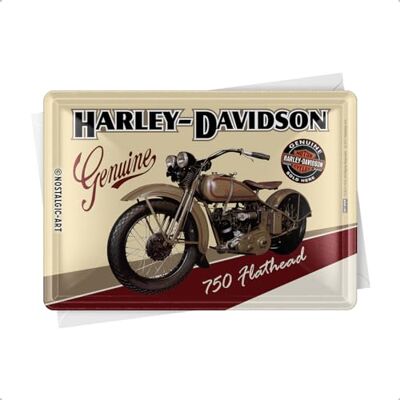 ART Plåtpostkort i retrostil, 10 x 14 cm, Harley-Davidson – Flathead – Presentidé för mc-åkare, Official License Product (OLP), vykort i metall, vintagedesign ART Plåtpostkort i retrostil, 10 x 14 cm, Harley-Davidson – Flathead – Presentidé för mc-åkare, Official License Product (OLP), vykort i metall, vintagedesign
