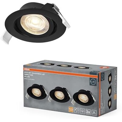OSRAM Spot Set LED infälld spotlight Simple DIM, 4,9W 827 Svart, set med 3 dimbara väggströmbrytare, varmvit 2700K OSRAM Spot Set LED infälld spotlight Simple DIM, 4,9W 827 Svart, set med 3 dimbara väggströmbrytare, varmvit 2700K