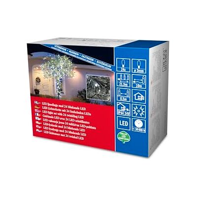 Konstsmide Micro LED-ljusslinga, blixteffekt, 24 kalla vita dioder, 24 V utomhusbricka, svart kabel – 3621–140 Konstsmide Micro LED-ljusslinga, blixteffekt, 24 kalla vita dioder, 24 V utomhusbricka, svart kabel – 3621–140