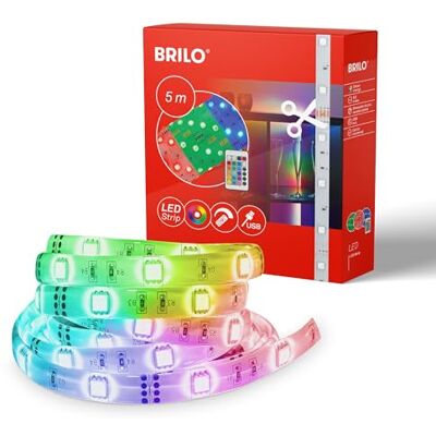 BRILONER RGB LED Strip 5m, LED-ljusband, färgskiftande, ljuskedja, fjärrkontroll, LED-band, LED-remsa, LED-stång BRILONER RGB LED Strip 5m, LED-ljusband, färgskiftande, ljuskedja, fjärrkontroll, LED-band, LED-remsa, LED-stång