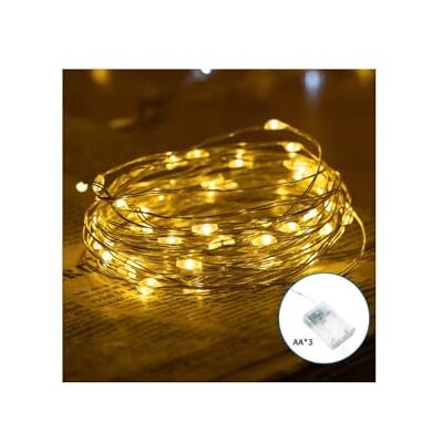 WatioWave LED-ljusslinga av koppartråd, 3AA-batteri, 2 m, varmvitt ljus, perfekt för inomhus- och utomhusmiljöer. WatioWave LED-ljusslinga av koppartråd, 3AA-batteri, 2 m, varmvitt ljus, perfekt för inomhus- och utomhusmiljöer.