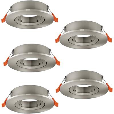 EGLO Barranco Infällda taklampor i set om 5, svängbara spotlights, rund infälld spot utan glödlampa, takspotlight av silverfärgad plast, GU10-sockel, 9 cm i diameter EGLO Barranco Infällda taklampor i set om 5, svängbara spotlights, rund infälld spot utan glödlampa, takspotlight av silverfärgad plast, GU10-sockel, 9 cm i diameter