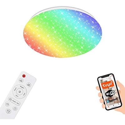 BRILONER – LED-badrumstaklampa, smart hem, fungerar med Alexa, färgglad RGB + W-lampa, LED-taklampa, badrum, kök, våtrum, 33 x 10 cm, vit BRILONER – LED-badrumstaklampa, smart hem, fungerar med Alexa, färgglad RGB + W-lampa, LED-taklampa, badrum, kök, våtrum, 33 x 10 cm, vit