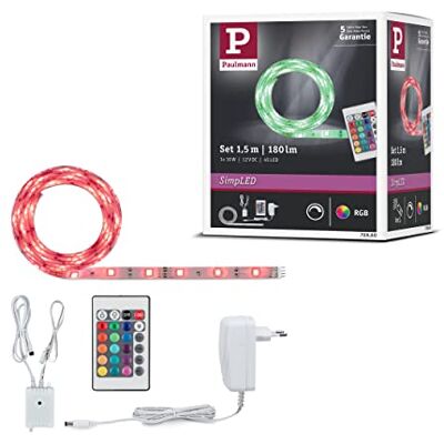 Paulmann 70960 LED Stripe SimpLED 1,5m RGB 230/12V DC inkl. 1x10 Watt dimbar Strip Vit Ljusremsa Metall, plast ljusremsa Paulmann 70960 LED Stripe SimpLED 1,5m RGB 230/12V DC inkl. 1x10 Watt dimbar Strip Vit Ljusremsa Metall, plast ljusremsa