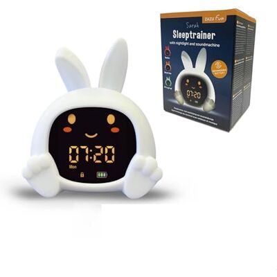 ZAZU Sarah Sleeptrainer för barn – nattlampa (5 färger), ljudmaskin, väckarklocka med 6 ljud, öppna/stänga ögonen, uppladdningsbar inkl. USB ZAZU Sarah Sleeptrainer för barn – nattlampa (5 färger), ljudmaskin, väckarklocka med 6 ljud, öppna/stänga ögonen, uppladdningsbar inkl. USB