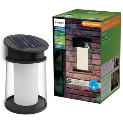 Philips Juda UltraEfficient Outdoor Solar Wall Light, utbytbar solcellslampa, rörelsesensor, 4000K, Svart Philips Juda UltraEfficient Outdoor Solar Wall Light, utbytbar solcellslampa, rörelsesensor, 4000K, Svart