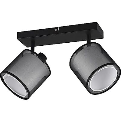 Trio Leuchten taklampa Burton 811400232, metall svart matt, lampskärm tyg vit, exkl. 2 x E14 Trio Leuchten taklampa Burton 811400232, metall svart matt, lampskärm tyg vit, exkl. 2 x E14