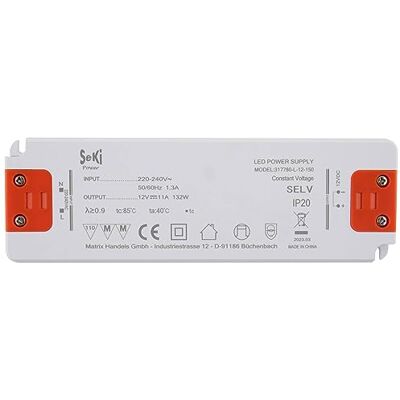 SeKi LED-strömförsörjning L-150–12 – 12 V – 11,0 A – 132 W; LED-drivare – transformator – strömförsörjning – förare – transformator SeKi LED-strömförsörjning L-150–12 – 12 V – 11,0 A – 132 W; LED-drivare – transformator – strömförsörjning – förare – transformator