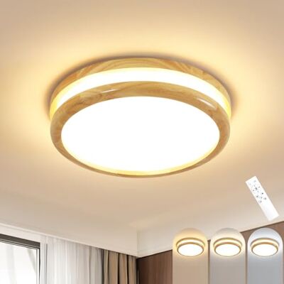 Goeco Dimbar rund LED-taklampa, 32 W, justerbar trätak, 3 000K-6 500 K med fjärrkontroll, modern lampa för sovrum, vardagsrum, kök, hall, 30 cm Goeco Dimbar rund LED-taklampa, 32 W, justerbar trätak, 3 000K-6 500 K med fjärrkontroll, modern lampa för sovrum, vardagsrum, kök, hall, 30 cm