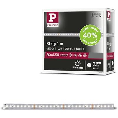 Paulmann 71250 MaxLED 1000 LED-remsa neutral vit individuell remsa 1 m 7,2 W 1100 lm/m 128 LEDs/m 4000K Paulmann 71250 MaxLED 1000 LED-remsa neutral vit individuell remsa 1 m 7,2 W 1100 lm/m 128 LEDs/m 4000K