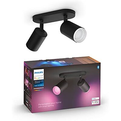 Philips White and Color Ambiance Fugato smart spotlights, svart, 2 x 4.2W, GU10 Philips White and Color Ambiance Fugato smart spotlights, svart, 2 x 4.2W, GU10