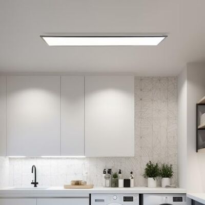 Lightbox Basic LED-monteringspanel 120 x 30 cm tidlös vägg- och takpanel med svart ram och neutral vit ljusfärg (4 000 K) 4 600 lm för varje rum tillverkad av aluminium/plast Lightbox Basic LED-monteringspanel 120 x 30 cm tidlös vägg- och takpanel med svart ram och neutral vit ljusfärg (4 000 K) 4 600 lm för varje rum tillverkad av aluminium/plast
