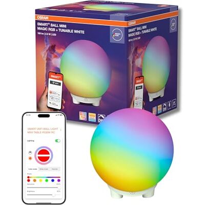 OSRAM SMART+ WIFI BALL LIGHT stämnings- & bordsljus, svart, 4W, 130lm, dynamisk Magic RGB-effekt, två ljuskällor, dimbar, lång livslängd, enkel installation, appstyrbar, IP20. OSRAM SMART+ WIFI BALL LIGHT stämnings- & bordsljus, svart, 4W, 130lm, dynamisk Magic RGB-effekt, två ljuskällor, dimbar, lång livslängd, enkel installation, appstyrbar, IP20.