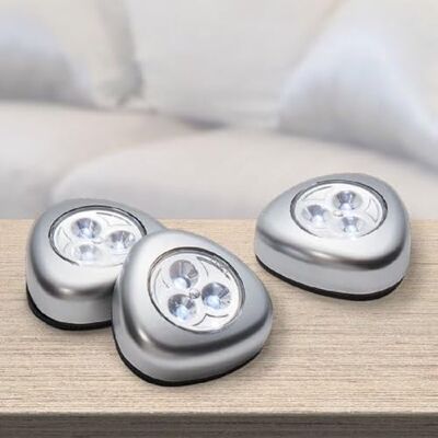 Grundig LED Spots 5 stycken – skåpbelysning – touch-lampa – batteridriven – självhäftande – plast – silver Grundig LED Spots 5 stycken – skåpbelysning – touch-lampa – batteridriven – självhäftande – plast – silver