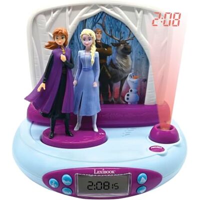 Lexibook Disney Frozen Frozen 2 Elsa & Anna, Projektorväckarklocka med ljud, integrerad nattlampa, takprojektion, ljudeffekter, batteridriven, blå/lila, RP510FZLXB Lexibook Disney Frozen Frozen 2 Elsa & Anna, Projektorväckarklocka med ljud, integrerad nattlampa, takprojektion, ljudeffekter, batteridriven, blå/lila, RP510FZLXB