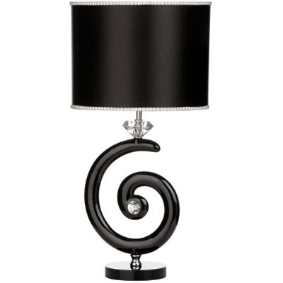 Premier Housewares virvel och diamant bordslampa med tygskärm – svart Premier Housewares virvel och diamant bordslampa med tygskärm – svart