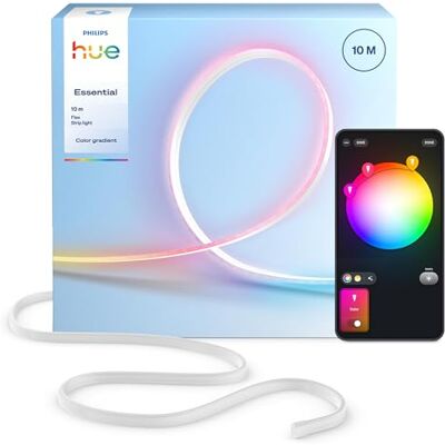 Philips Hue Essential 10 Meter LED Flex Ljusslinga, RGBIC, Livfull Färg och Atmosfär, Flexibel Inomhusbelysning, Enkel Installation, App- och Röststyrning, Fungerar med Alexa, Google Assistant och Apple Home Philips Hue Essential 10 Meter LED Flex Ljusslinga, RGBIC, Livfull Färg och Atmosfär, Flexibel Inomhusbelysning, Enkel Installation, App- och Röststyrning, Fungerar med Alexa, Google Assistant och Apple Home