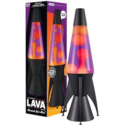 Lava ® – lampa, Evenfall Rocket 2391, gult vax, lila vätska, dekorativ bas, lock och raketfenor, originallampa från ® på 14,5 tum Lava ® – lampa, Evenfall Rocket 2391, gult vax, lila vätska, dekorativ bas, lock och raketfenor, originallampa från ® på 14,5 tum