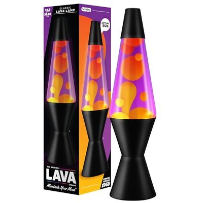 Lava Lampa 2121, rosa vax, lila vätska, silverfärgad bas och topp, original 14.5 inch ® -märkt roderutbytbar glödlampa, utbytbar glödlampa Lava Lampa 2121, rosa vax, lila vätska, silverfärgad bas och topp, original 14.5 inch ® -märkt roderutbytbar glödlampa, utbytbar glödlampa