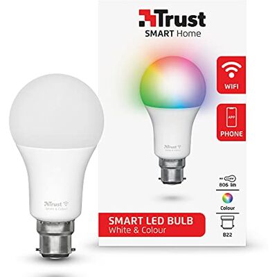 Trust WiFi Smart Home Smart WiFi LED-lampa B22 vit och färg, LED-lampa kompatibel med Alexa Trust WiFi Smart Home Smart WiFi LED-lampa B22 vit och färg, LED-lampa kompatibel med Alexa