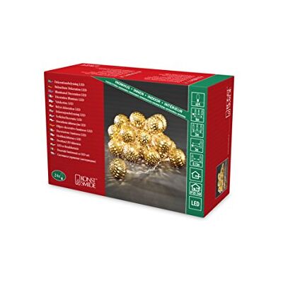Konstsmide 24 statisk LED marockansk stil guld metallbollar ljusset/för inomhusbruk (IP20)/24 varmvita dioder/genomskinlig kabel ljusslinga, 3156-803EE Konstsmide 24 statisk LED marockansk stil guld metallbollar ljusset/för inomhusbruk (IP20)/24 varmvita dioder/genomskinlig kabel ljusslinga, 3156-803EE