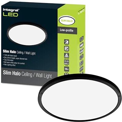 Integral Halo LED 15 W 1300 LM dimbar tak-/väggljus 241 mm diameter supertunn modern cirkulär design och svart infattning Perfekt för sovrum, kök, vardagsrum, arbetsrum och hall Integral Halo LED 15 W 1300 LM dimbar tak-/väggljus 241 mm diameter supertunn modern cirkulär design och svart infattning Perfekt för sovrum, kök, vardagsrum, arbetsrum och hall