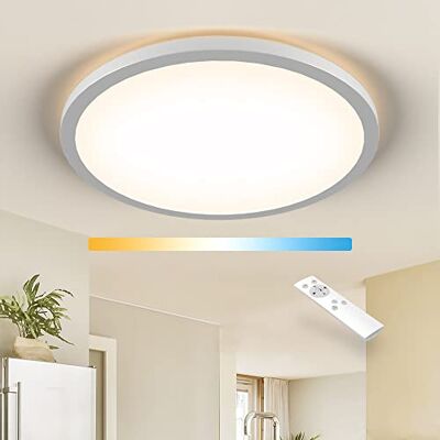 LEDYA LED-taklampa, dimbar, 18 W, 1 600 lm, taklampa med fjärrkontroll, 2 700 K-6 500 K, varmvit, naturvit, kall vit, lampa, IP44 vattentät för badrum, vardagsrum, balkong, hall, kök, Ø 295 × 25 mm LEDYA LED-taklampa, dimbar, 18 W, 1 600 lm, taklampa med fjärrkontroll, 2 700 K-6 500 K, varmvit, naturvit, kall vit, lampa, IP44 vattentät för badrum, vardagsrum, balkong, hall, kök, Ø 295 × 25 mm