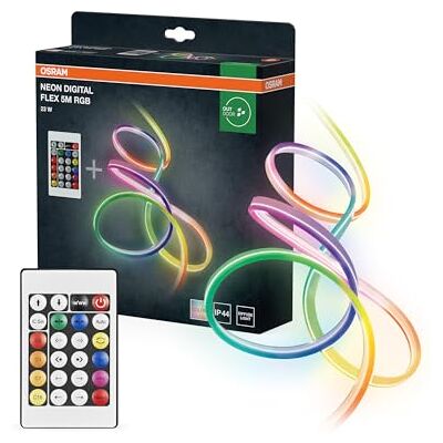 OSRAM Neon Digital Flex flerfärgade 5 m RGB + RC silikonband, IP44-skydd, direkt/indirekt belysning för trädgård och balkong OSRAM Neon Digital Flex flerfärgade 5 m RGB + RC silikonband, IP44-skydd, direkt/indirekt belysning för trädgård och balkong
