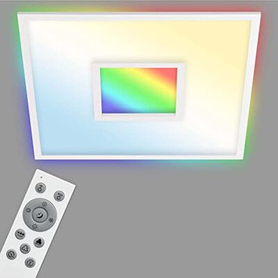 TELEFUNKEN – LED-panel, LED-taklampa, dimbar, inkl. fjärrkontroll, RGB-inomhus och bakljus, 36 watt, 3 800 lm, timerfunktion, 595 x 595 x 63 mm (L x B x H) 319506TF vit TELEFUNKEN – LED-panel, LED-taklampa, dimbar, inkl. fjärrkontroll, RGB-inomhus och bakljus, 36 watt, 3 800 lm, timerfunktion, 595 x 595 x 63 mm (L x B x H) 319506TF vit